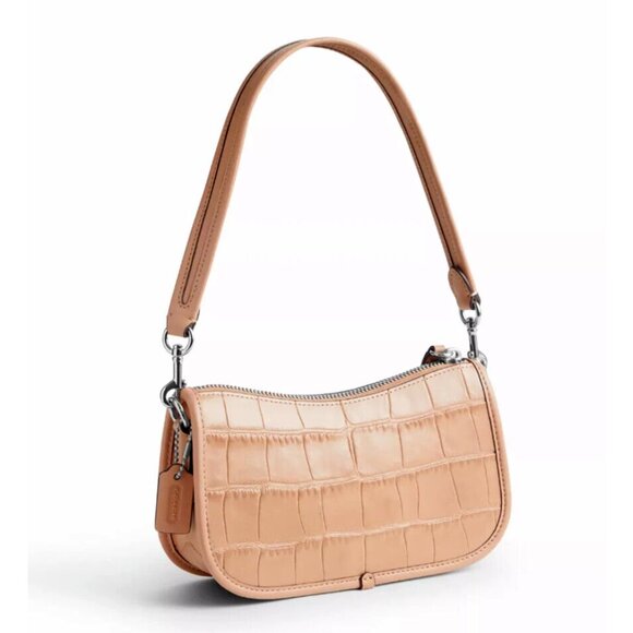 New Coach CP024 Swinger Bag 20 Croc Embossed Leather Ivory